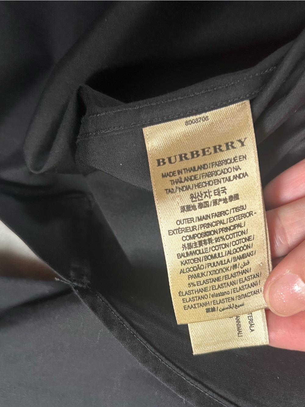 Burberry Black Button-Down Shirt with Signature Check Accents - Picture 7 of 14